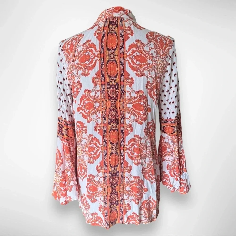 FREE PEOPLE Magic Mystery Boho Orange And Cream Tunic Dress XS‎ | EUC - Picture 4 of 8